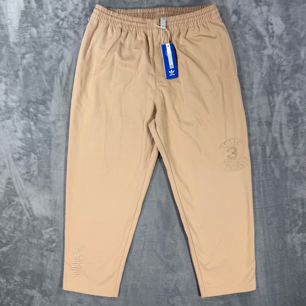 New Adidas Originals Chino Pants Mens Size M Medium Beige Drawstring Pants